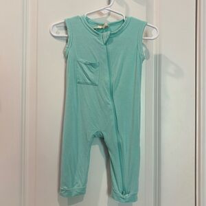 Kyte BABY Zippered Sleeveless Aqua Romper
